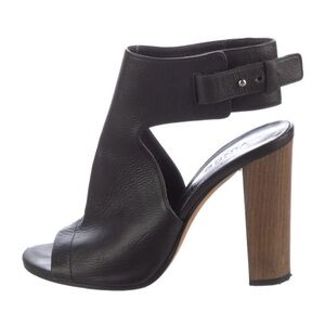 Vince Black Leather Open-Toe Block Heel Sandal